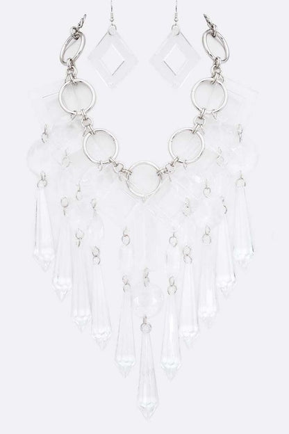 Acrylic Chandelier Statement Necklace Set