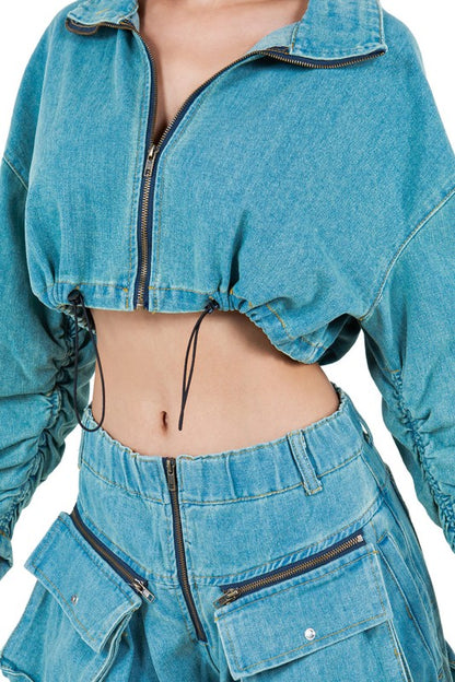 FASHION DENIM TWO PIECE PANT SET