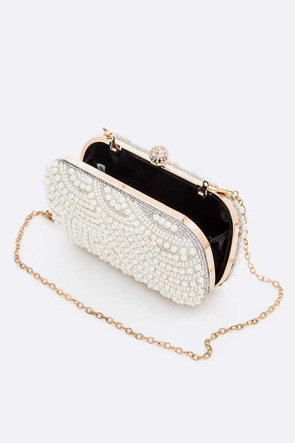 Pearl Embellishment Bridal Box Clutch