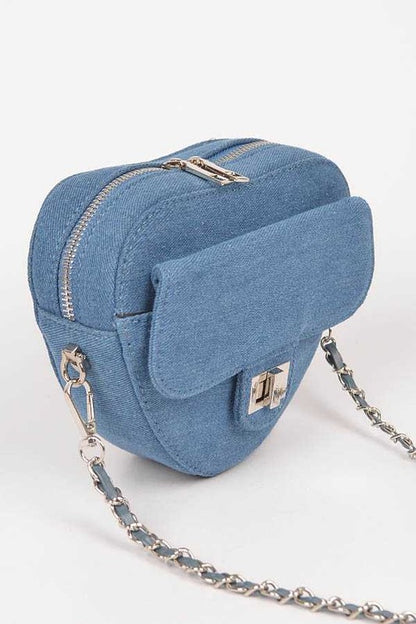 Denim Heart Shape Crossbody Swing Bag