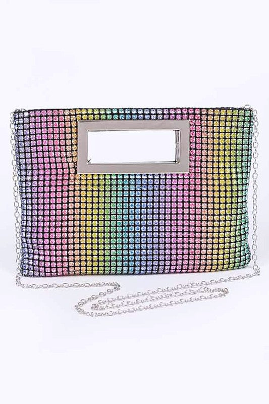 Rhinestone Top Handle Convertible Clutch Bag