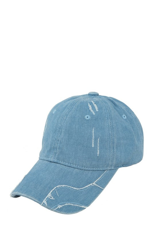 Vintage Denim Ripped Baseball Cap