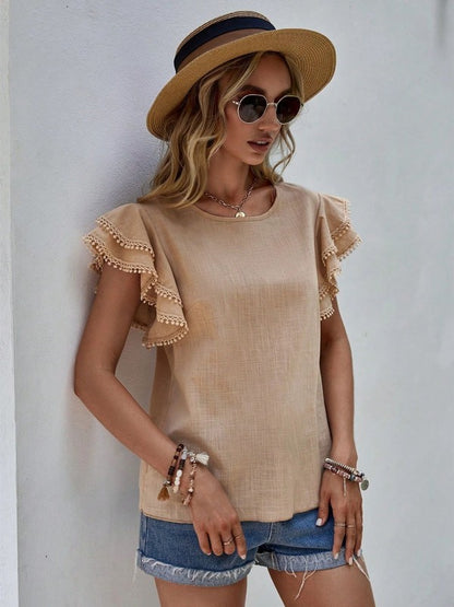 Denise Ruffle Cap Sleeve Top