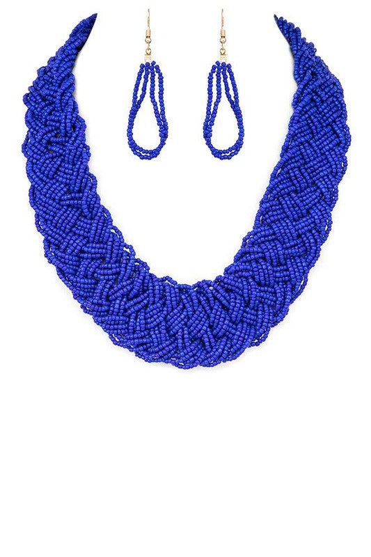 Seed Beads Statement Necklace Set