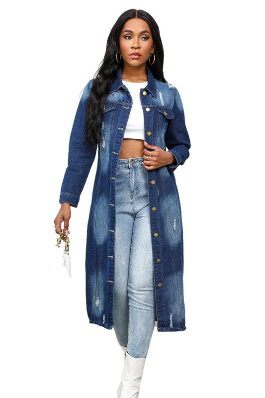 MAXI LONG DENIM JACKET