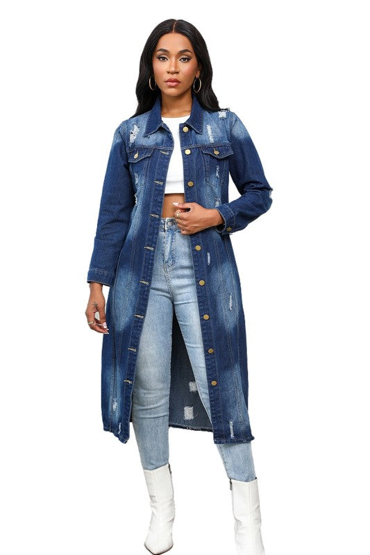 MAXI LONG DENIM JACKET