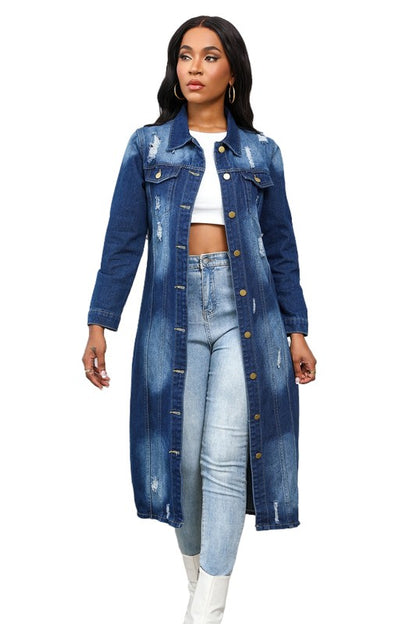 MAXI LONG DENIM JACKET