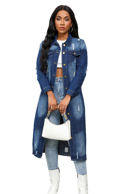 MAXI LONG DENIM JACKET