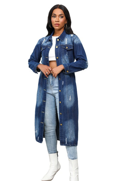 MAXI LONG DENIM JACKET