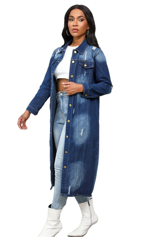 MAXI LONG DENIM JACKET