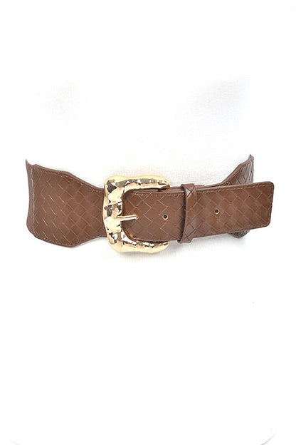 Braided Texture Faux Leather Elastic Belt