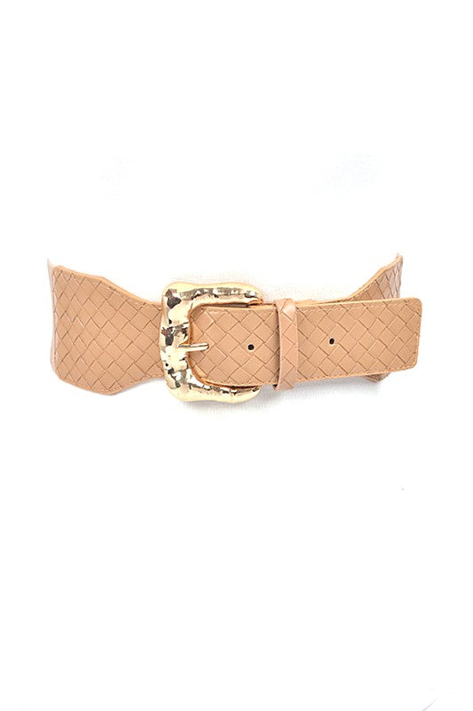 Braided Texture Faux Leather Elastic Belt