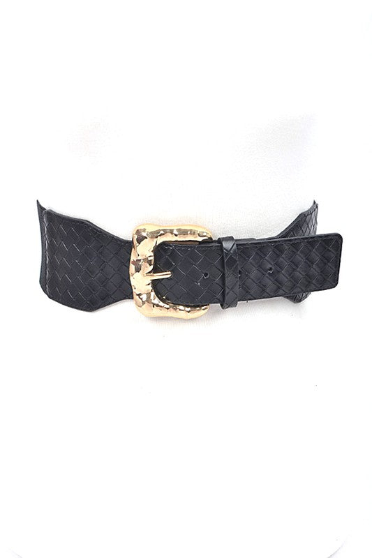 Braided Texture Faux Leather Elastic Belt