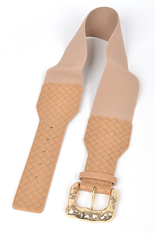 Braided Texture Faux Leather Elastic Belt