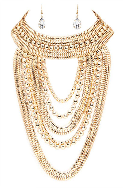 Mix Chain Statement Necklace Set