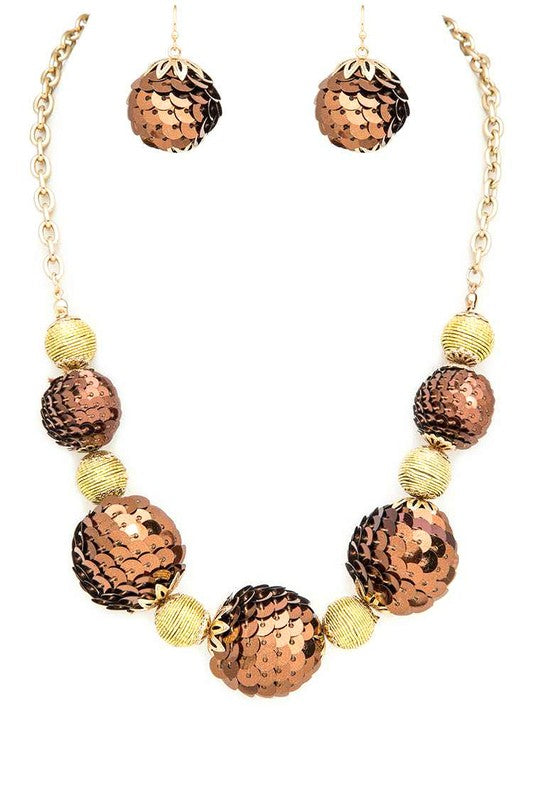 Sequins Balls Statement Necklace Set