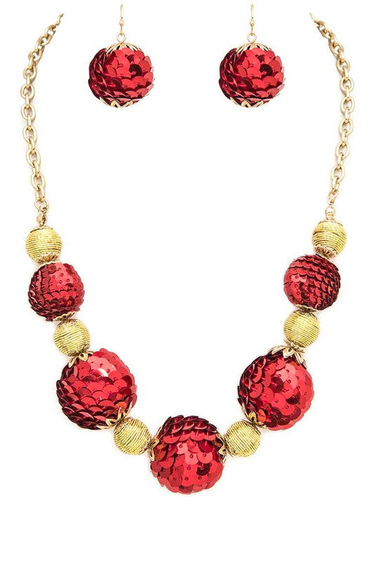 Sequins Balls Statement Necklace Set