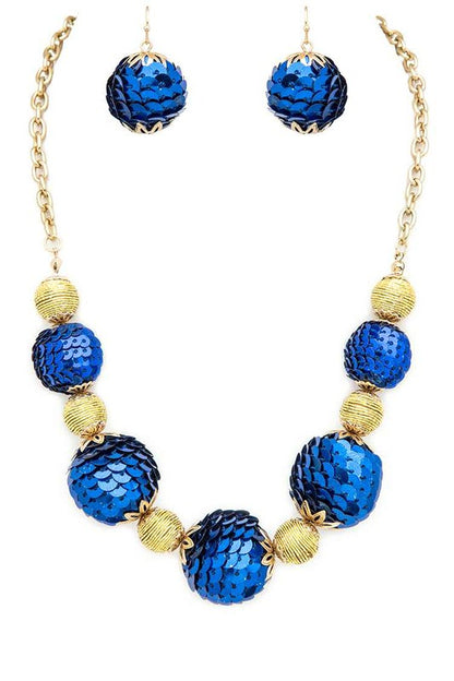 Sequins Balls Statement Necklace Set