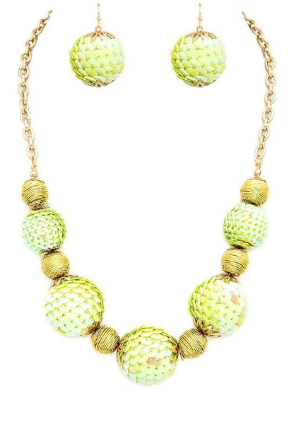 Sequins Balls Statement Necklace Set