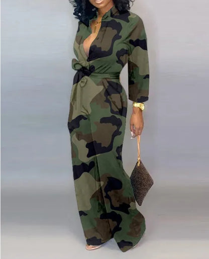 Long Sleeve Camo Jumpsuit