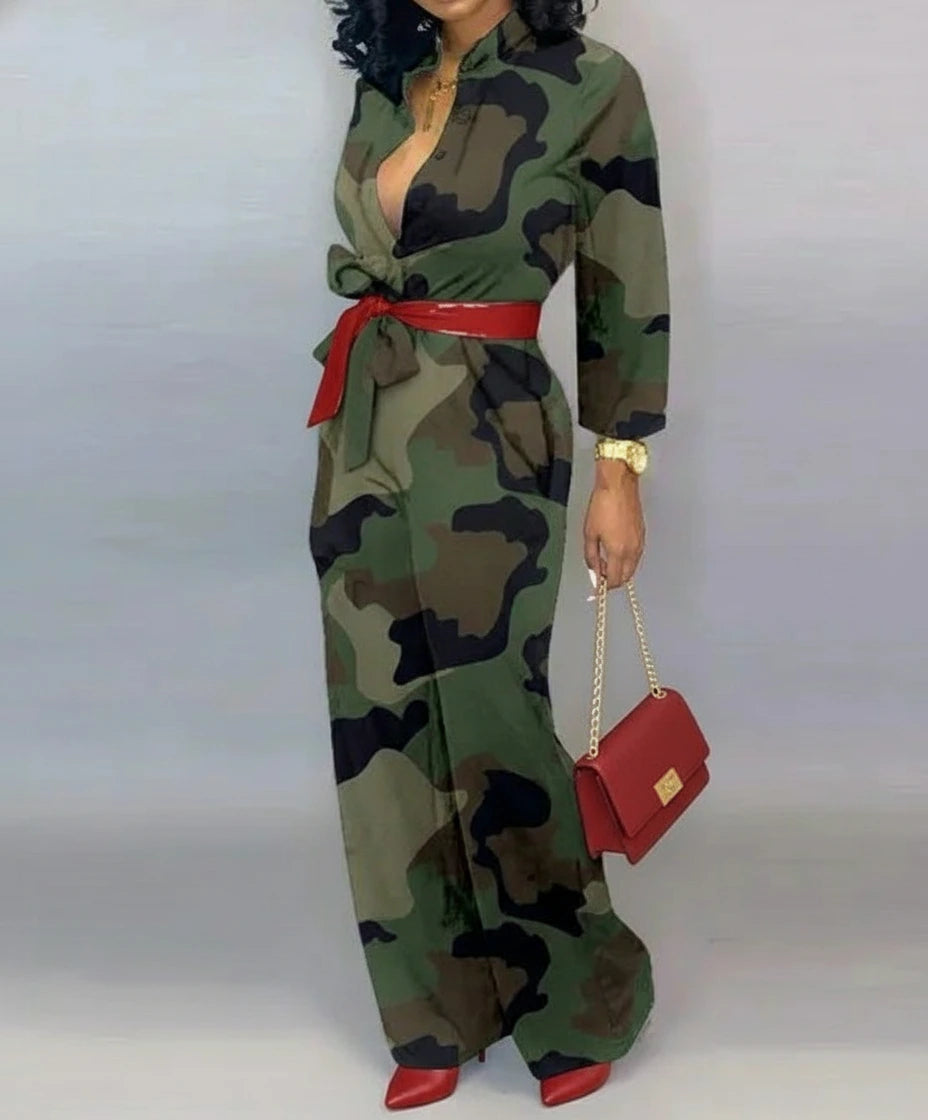 Long Sleeve Camo Jumpsuit
