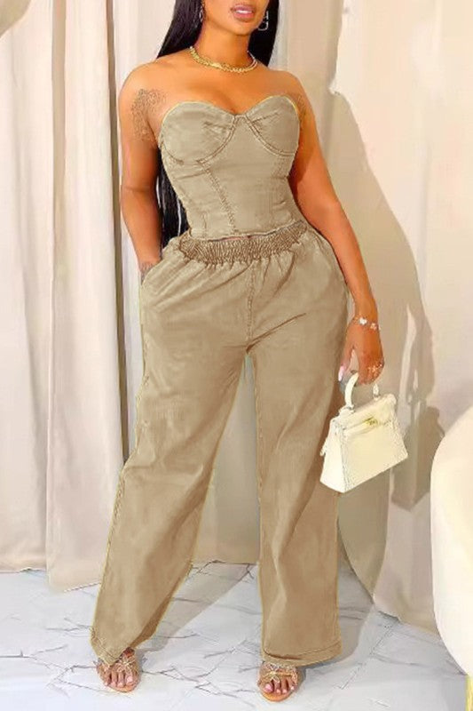 Sweetheart Bustier Wide Leg 2pc Set