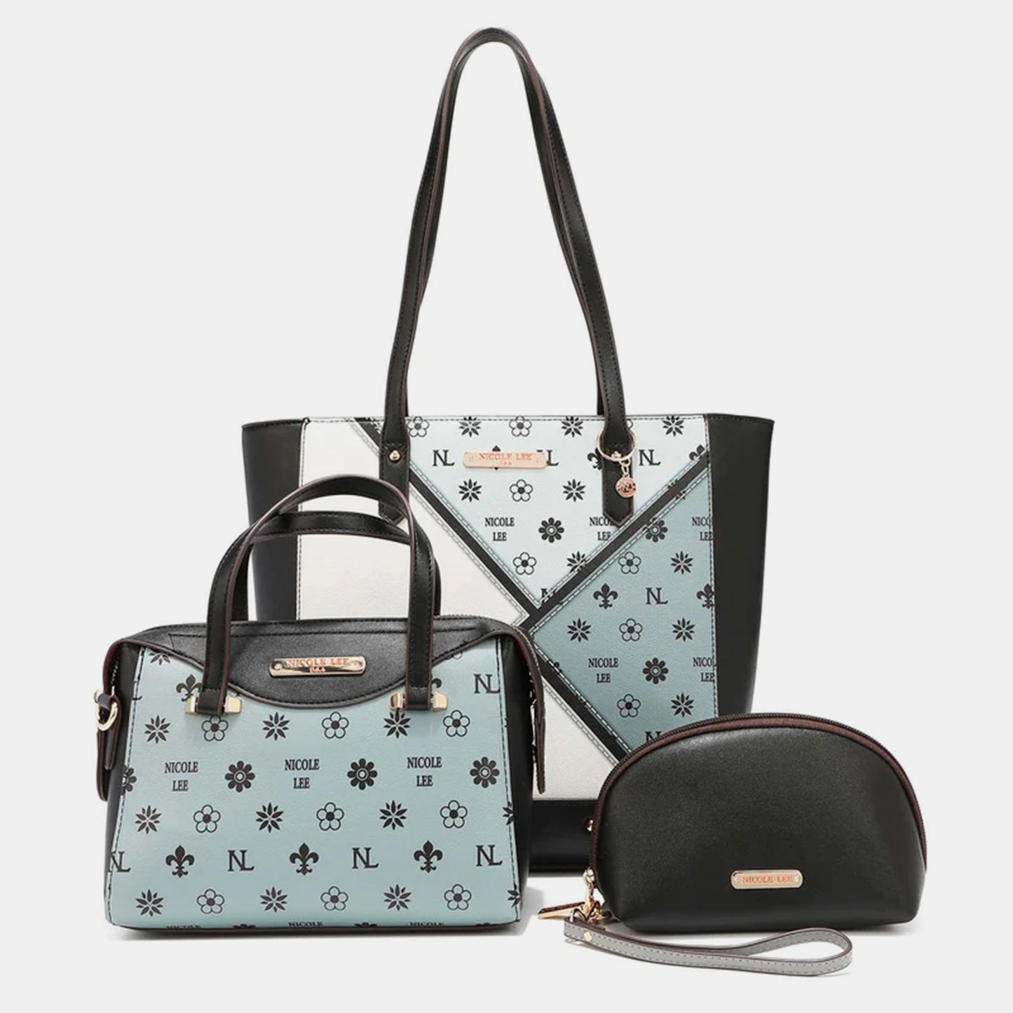 Nicole Lee USA 3-Piece Color Block Handbag Set