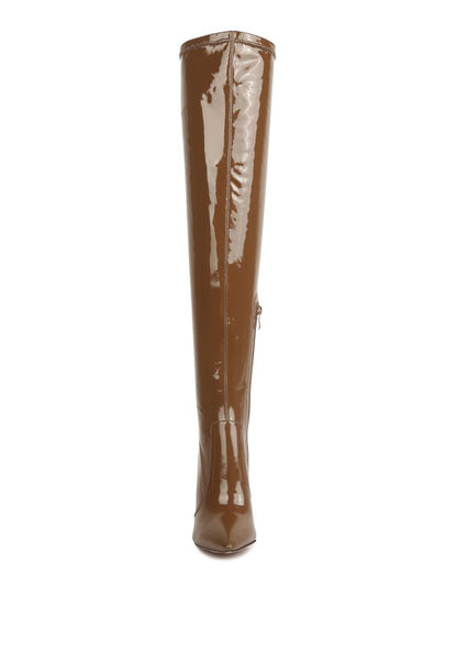 NOIRE THIGH HIGH LONG BOOTS IN PATENT