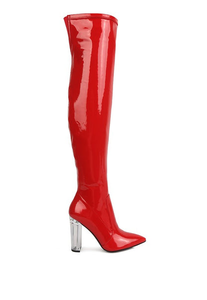 NOIRE THIGH HIGH LONG BOOTS IN PATENT