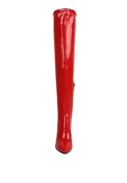 NOIRE THIGH HIGH LONG BOOTS IN PATENT