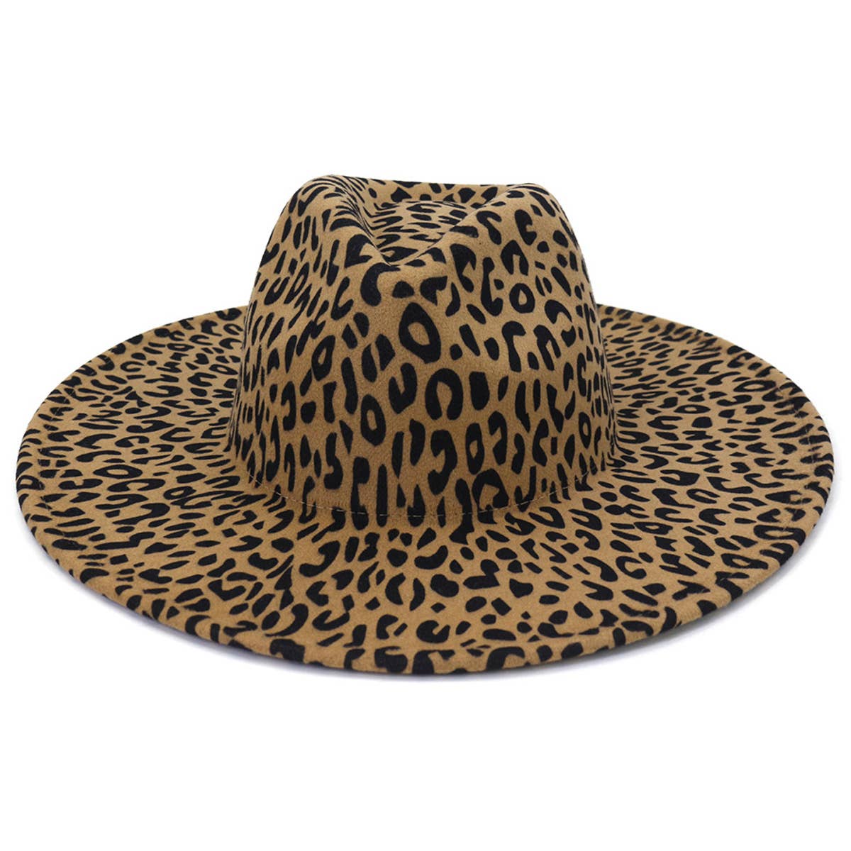 Wide Brim Peach Heart Leopard  Fedora Hat