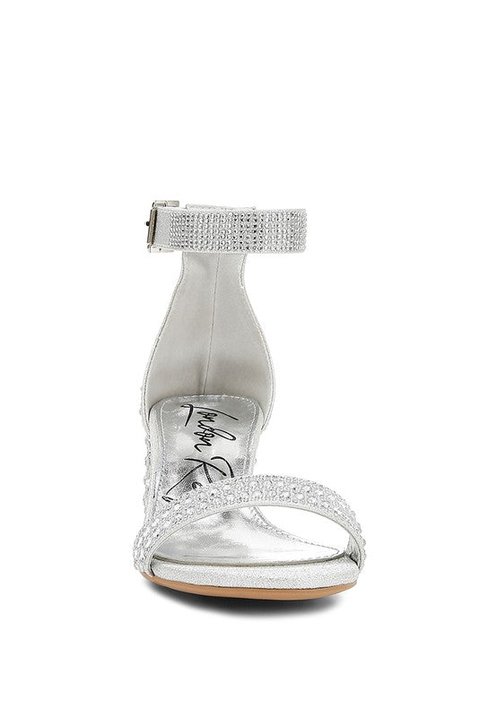 Twerky Rhinestones Embellished Block Sandals