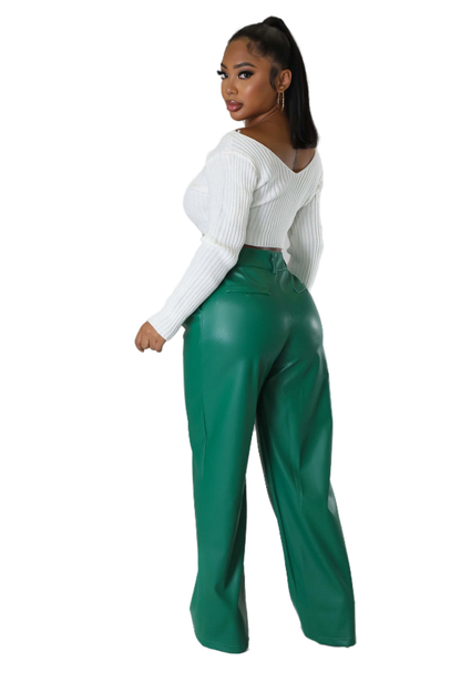 WOMEN FASHION PU LEATHER PANTS