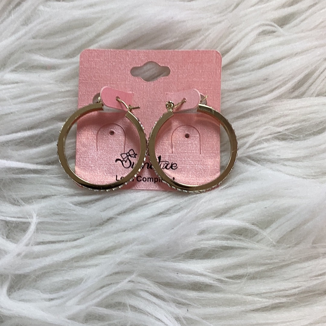 Gold hoops with rhinestones