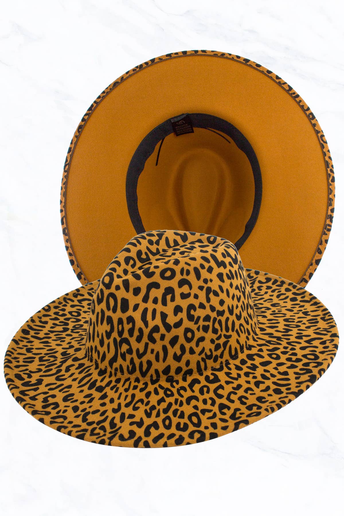 Wide Brim Peach Heart Leopard  Fedora Hat