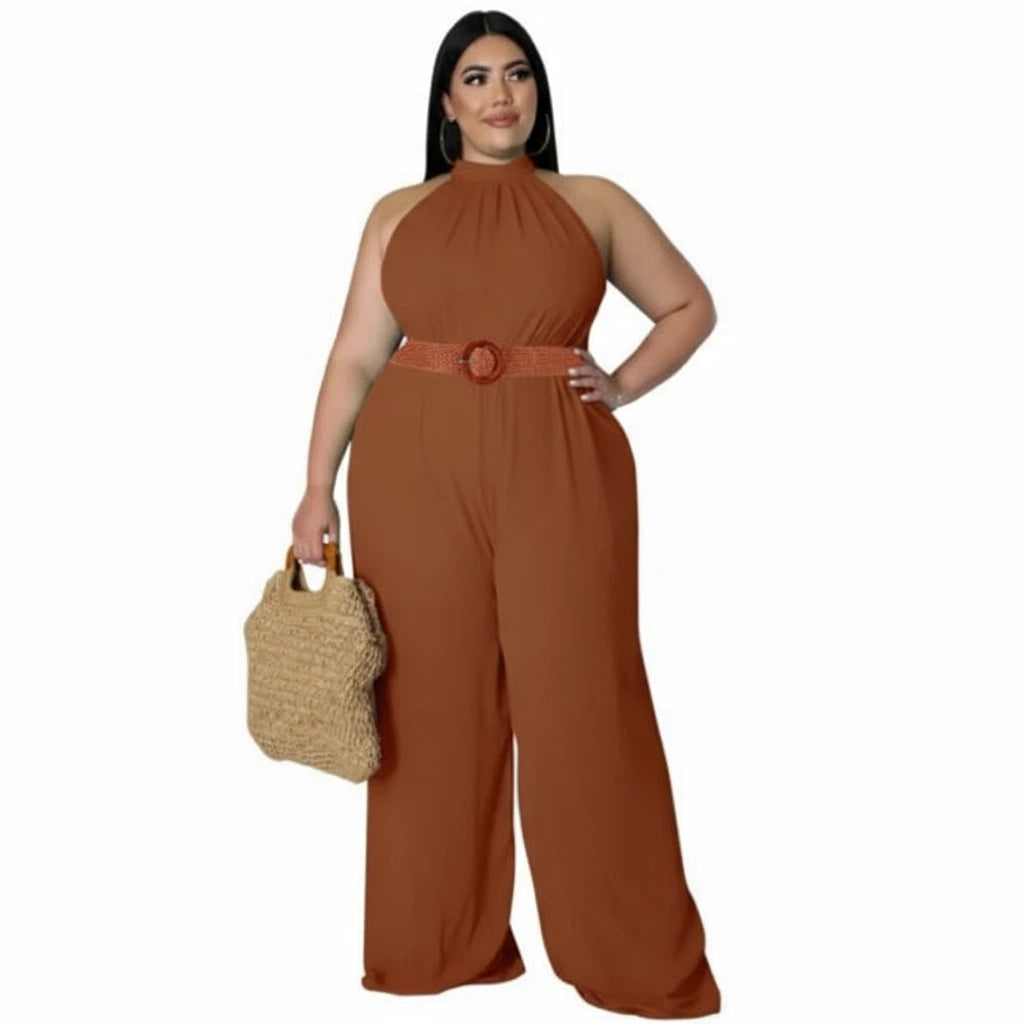 Sleeveless Jumpsuit with Belt
