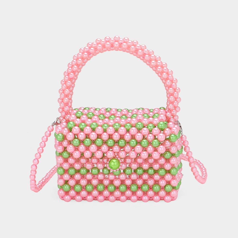 Pink and Green Pearl Handbag