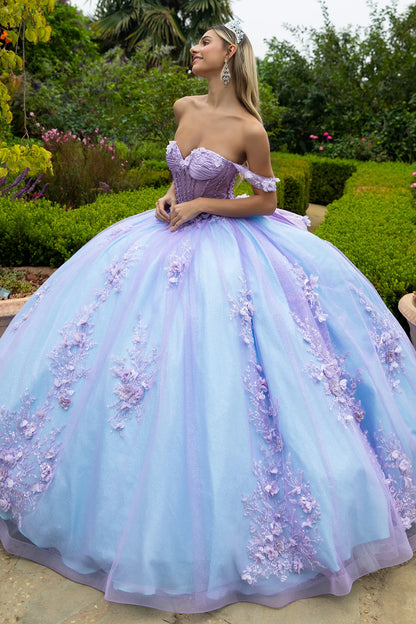 3d Flower appliques ball gown