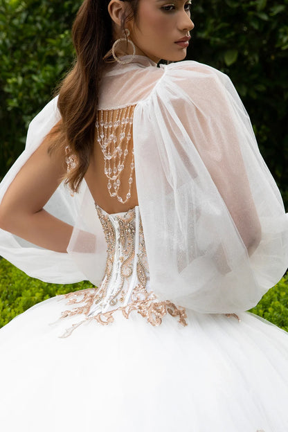 Bishop Sleeve Bolero Lavish Ball  Gown