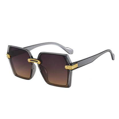 Large Trendy Frame With Gold Decor Arm Sunglasses 3224