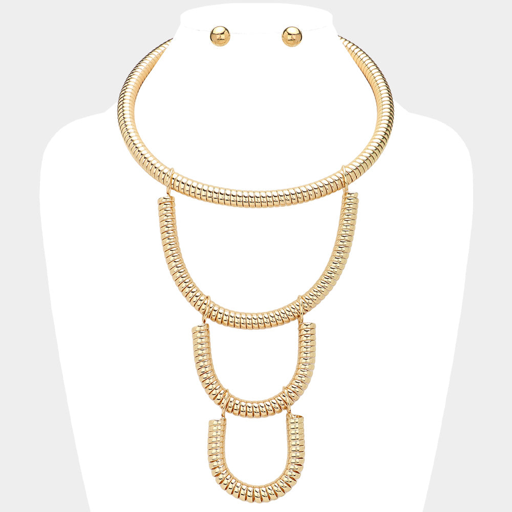 Abstract Coil Gold Necklace Set