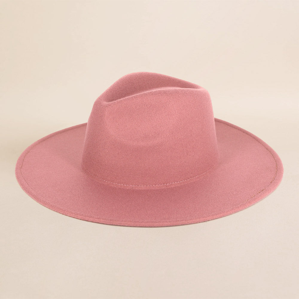 Hat Haven Solid Color Large Brim Fedoras