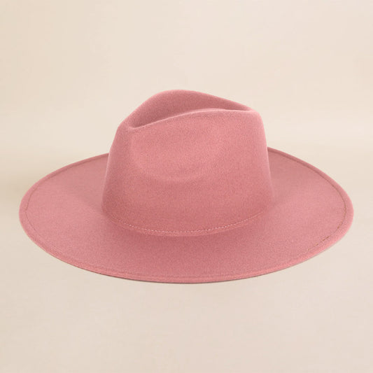 Hat Haven Solid Color Large Brim Fedoras