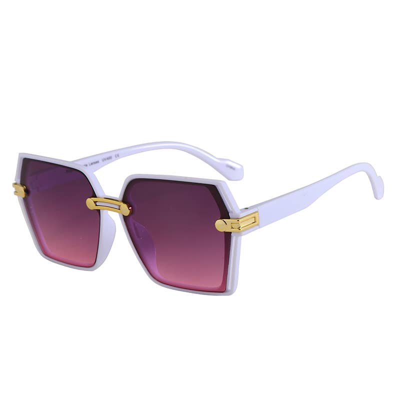 Black sunglasses with round lenses on a white background