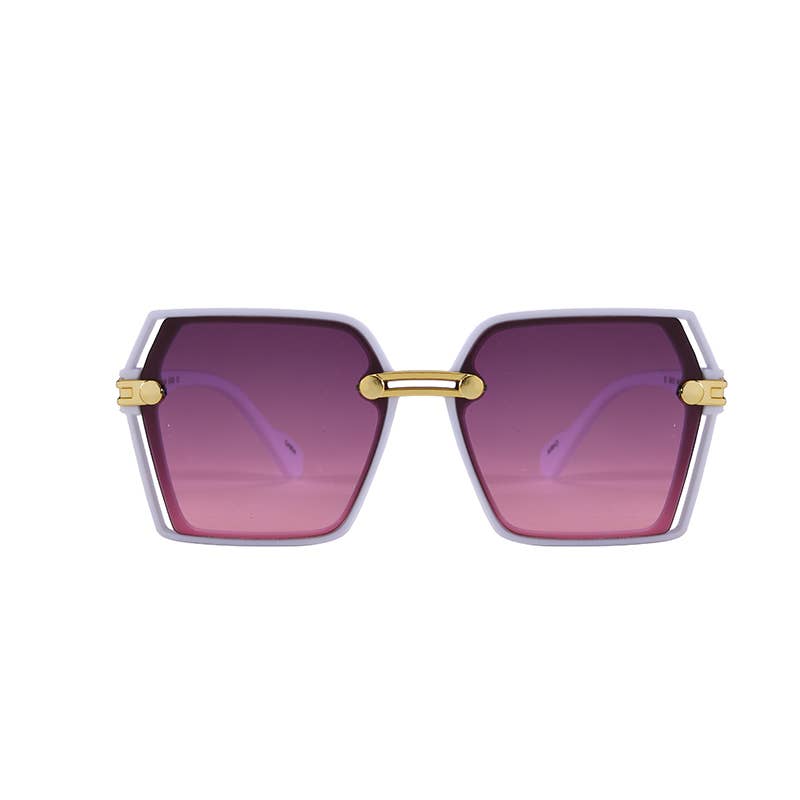 Large Trendy Frame With Gold Decor Arm Sunglasses 3224