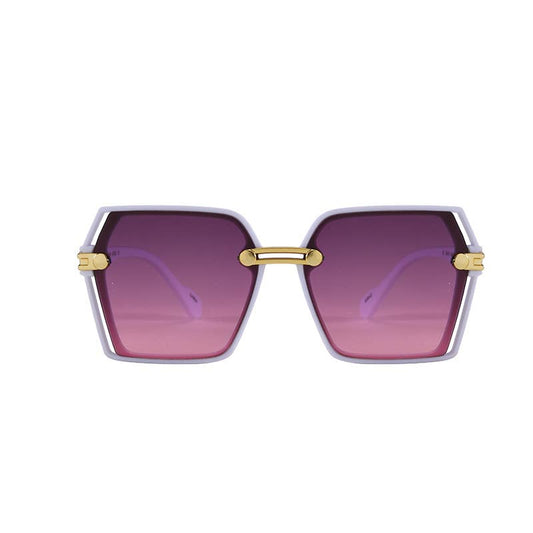 Large Trendy Frame With Gold Decor Arm Sunglasses 3224