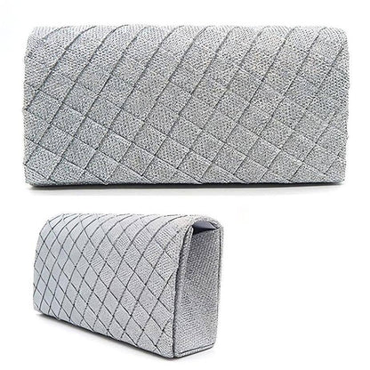 Glitter Quilted Pattern Evening Clutch BAG
