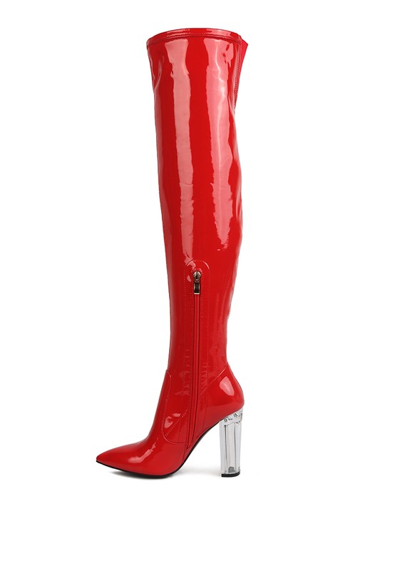 NOIRE THIGH HIGH LONG BOOTS IN PATENT