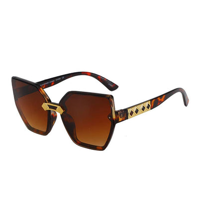 Cateye Frame With Gold Decor Arm Sunglasses F3221