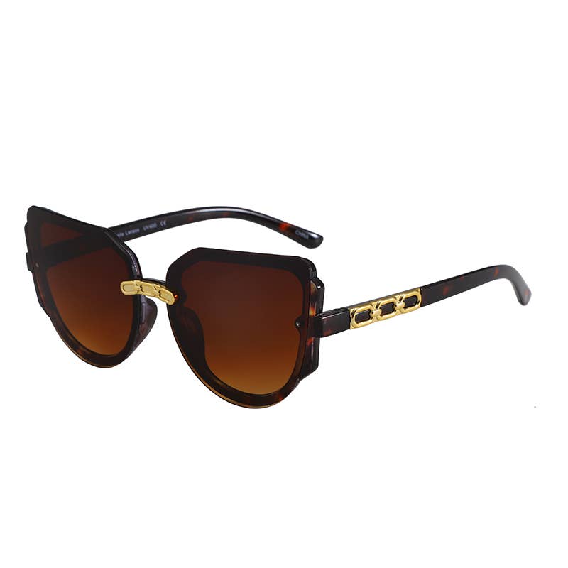Trendy Frame With Gold Decor Arm Sunglasses 3225